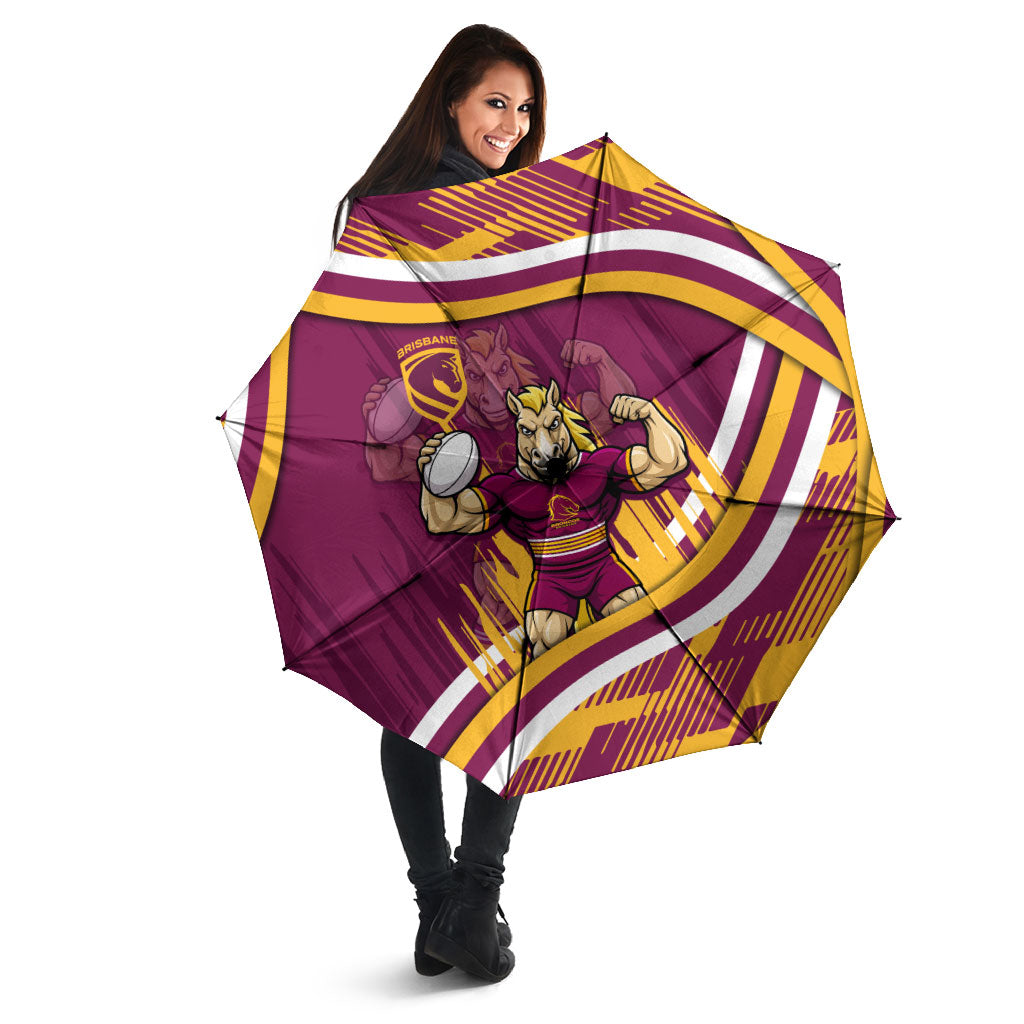 Brisbane Broncos Rugby Mascot Umbrella Fierce Athlete Graphic in Sports Style