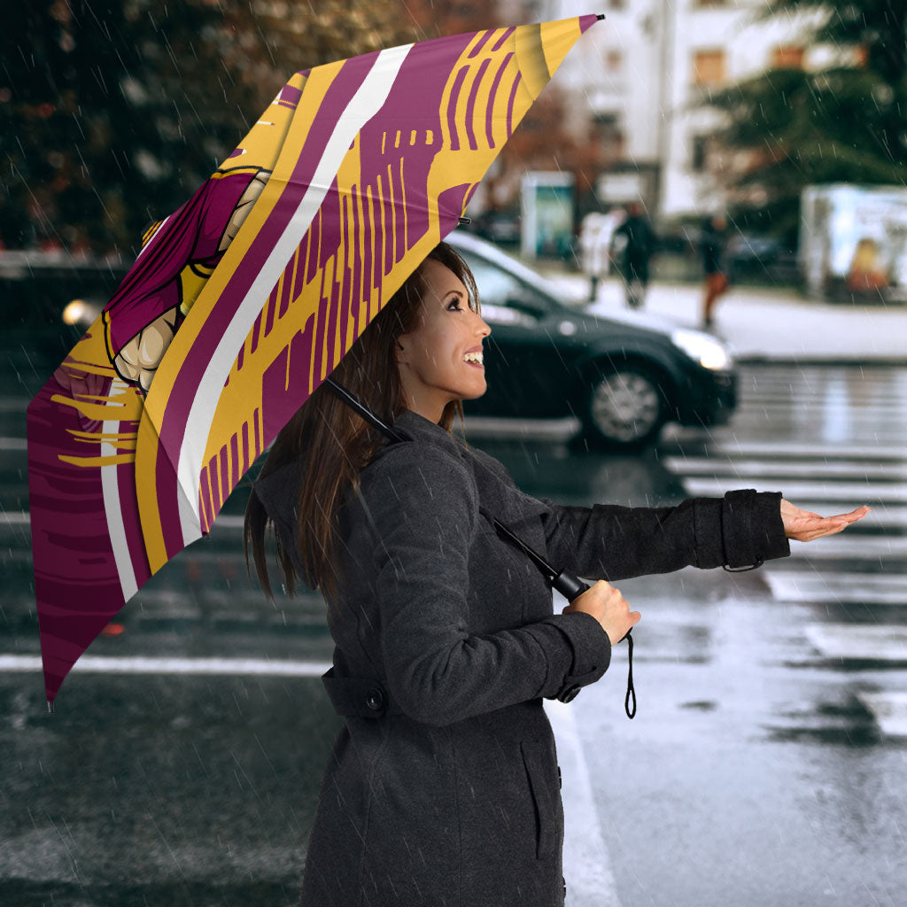 Brisbane Broncos Rugby Mascot Umbrella Fierce Athlete Graphic in Sports Style