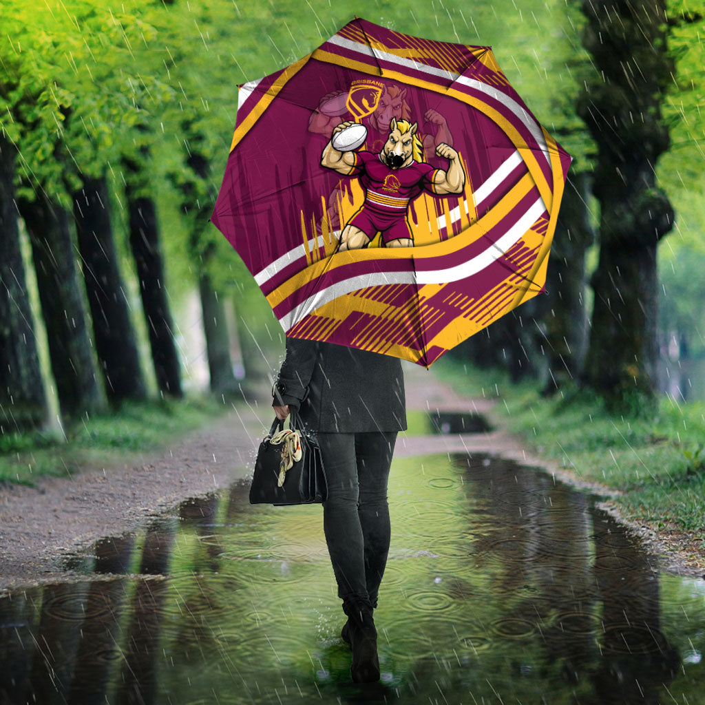 Brisbane Broncos Rugby Mascot Umbrella Fierce Athlete Graphic in Sports Style