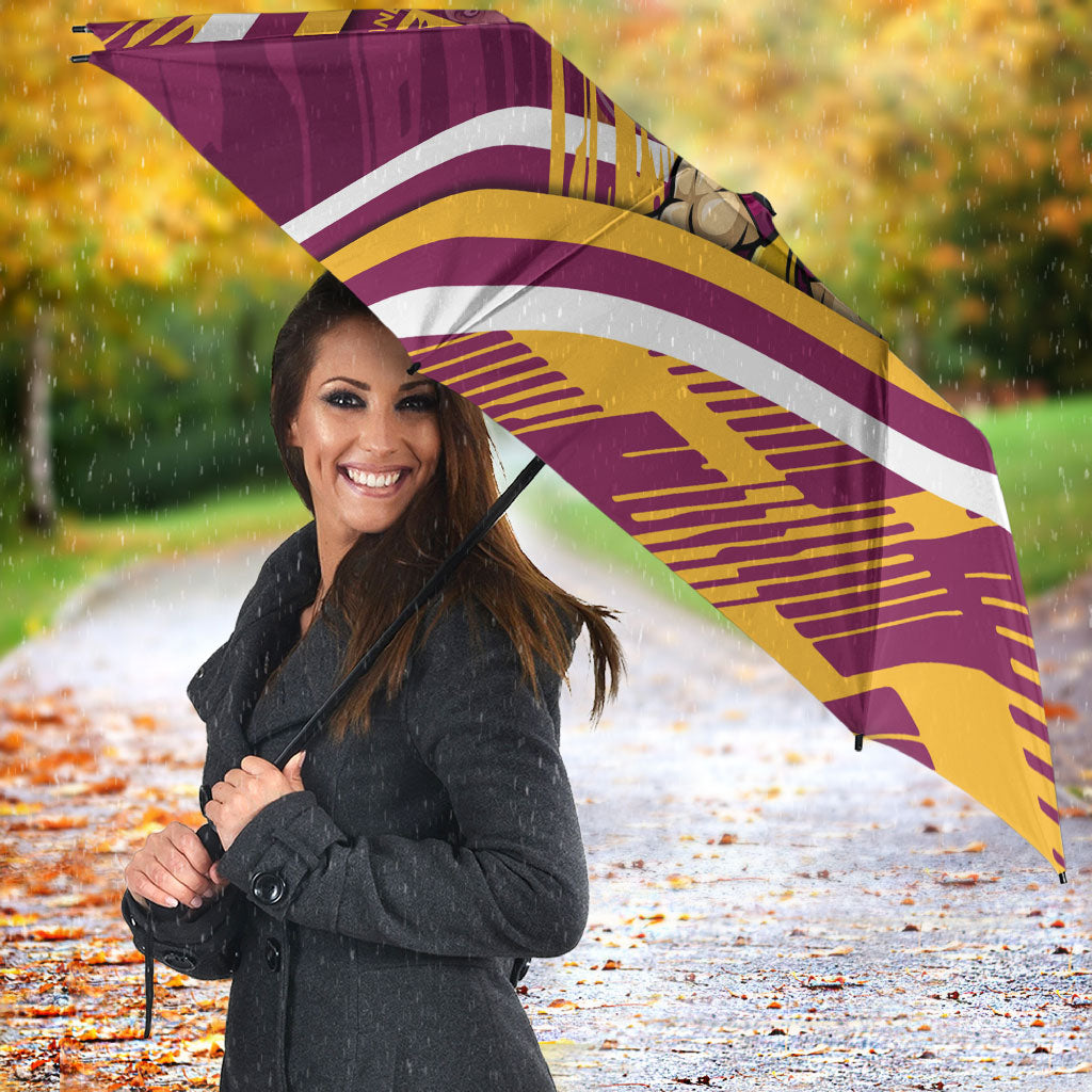 Brisbane Broncos Rugby Mascot Umbrella Fierce Athlete Graphic in Sports Style