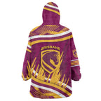 Brisbane Broncos Rugby Mascot Wearable Blanket Hoodie Fierce Athlete Graphic in Sports Style