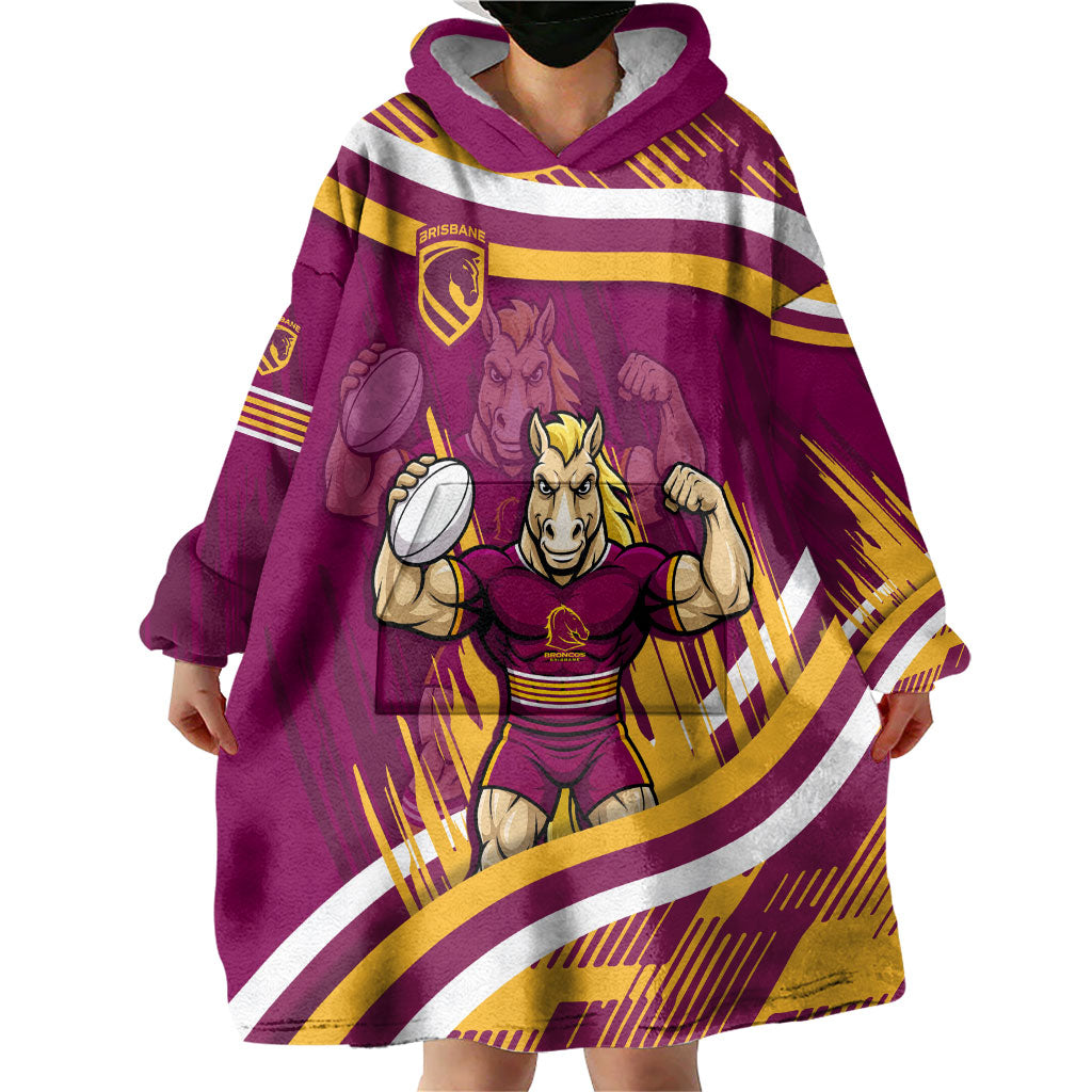 Brisbane Broncos Rugby Mascot Wearable Blanket Hoodie Fierce Athlete Graphic in Sports Style