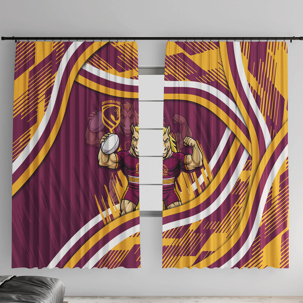 Brisbane Broncos Rugby Mascot Window Curtain Fierce Athlete Graphic in Sports Style