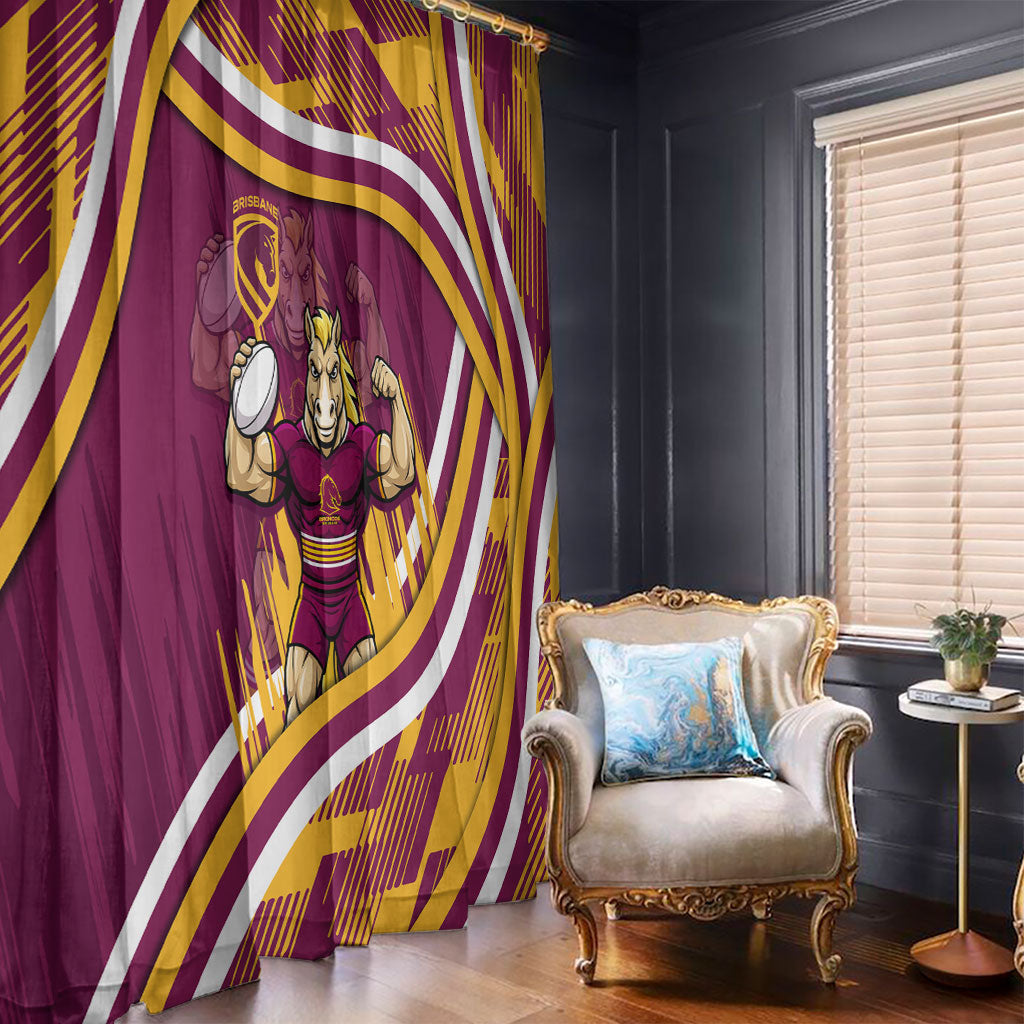 Brisbane Broncos Rugby Mascot Window Curtain Fierce Athlete Graphic in Sports Style