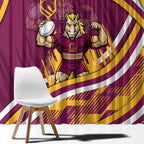 Brisbane Broncos Rugby Mascot Window Curtain Fierce Athlete Graphic in Sports Style