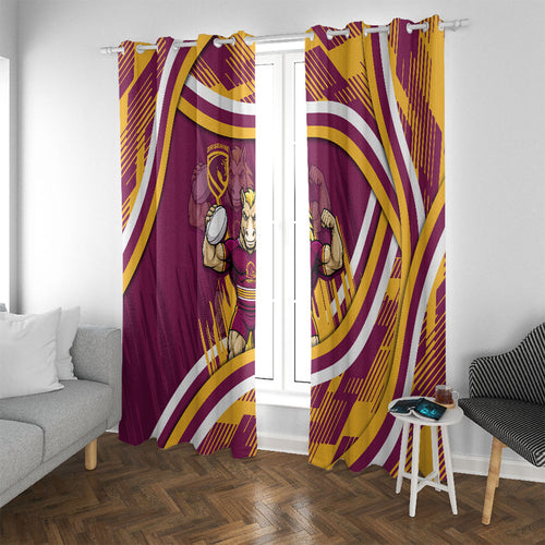 Brisbane Broncos Rugby Mascot Window Curtain Fierce Athlete Graphic in Sports Style