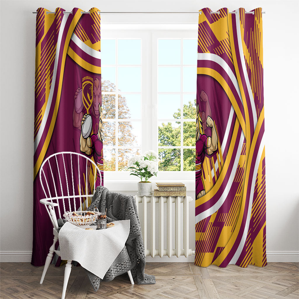 Brisbane Broncos Rugby Mascot Window Curtain Fierce Athlete Graphic in Sports Style