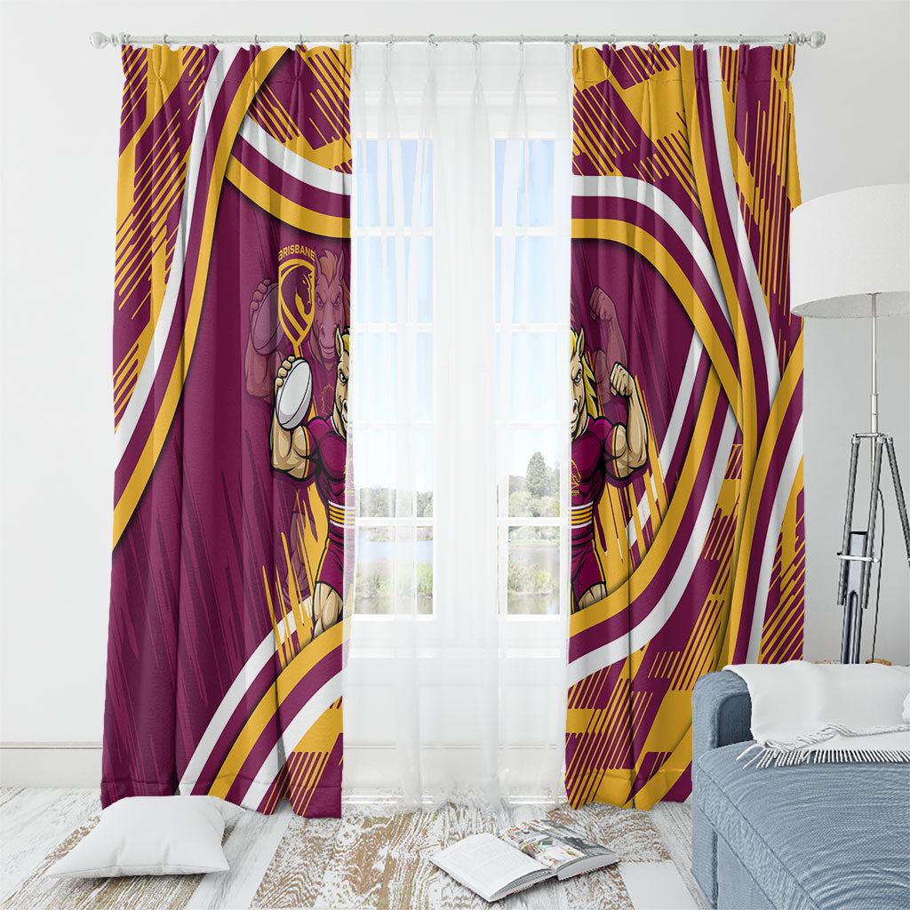 Brisbane Broncos Rugby Mascot Window Curtain Fierce Athlete Graphic in Sports Style