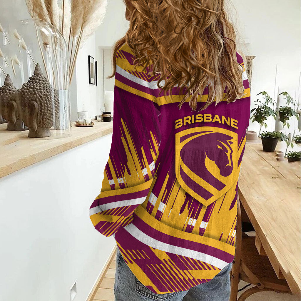 Brisbane Broncos Rugby Mascot Women Casual Shirt Fierce Athlete Graphic in Sports Style