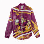 Brisbane Broncos Rugby Mascot Women Casual Shirt Fierce Athlete Graphic in Sports Style