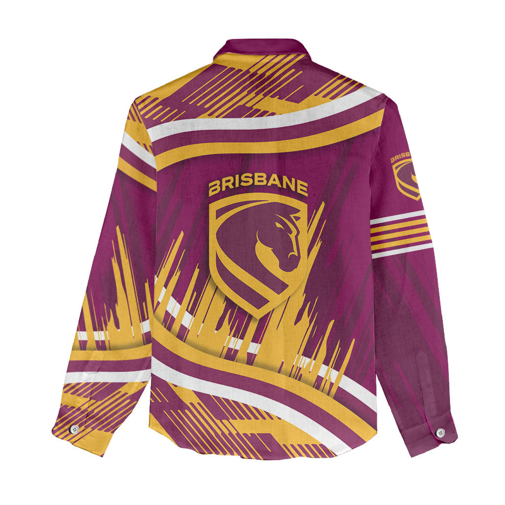 Brisbane Broncos Rugby Mascot Women Casual Shirt Fierce Athlete Graphic in Sports Style