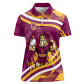 Brisbane Broncos Rugby Mascot Women Polo Shirt Fierce Athlete Graphic in Sports Style