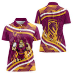 Brisbane Broncos Rugby Mascot Women Polo Shirt Fierce Athlete Graphic in Sports Style