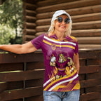 Brisbane Broncos Rugby Mascot Women Polo Shirt Fierce Athlete Graphic in Sports Style