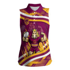 Brisbane Broncos Rugby Mascot Women Sleeveless Polo Shirt Fierce Athlete Graphic in Sports Style