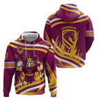 Brisbane Broncos Rugby Mascot Zip Hoodie Fierce Athlete Graphic in Sports Style