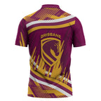 Brisbane Broncos Rugby Mascot Zipper Polo Shirt Fierce Athlete Graphic in Sports Style