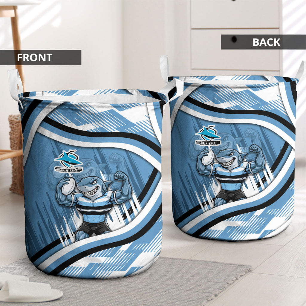 Cronulla Sharks Rugby Mascot Laundry Basket Fierce Athlete Graphic in Sports Style