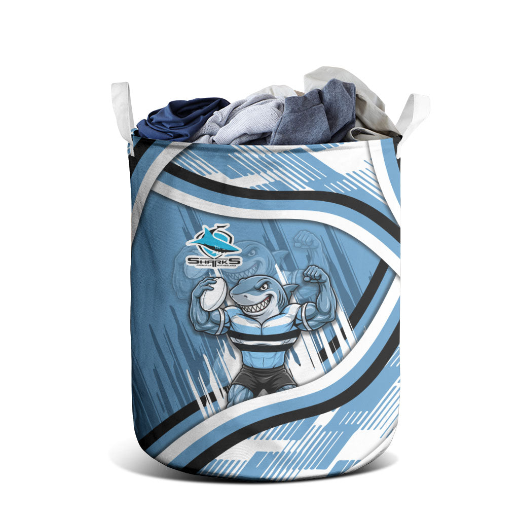 Cronulla Sharks Rugby Mascot Laundry Basket Fierce Athlete Graphic in Sports Style