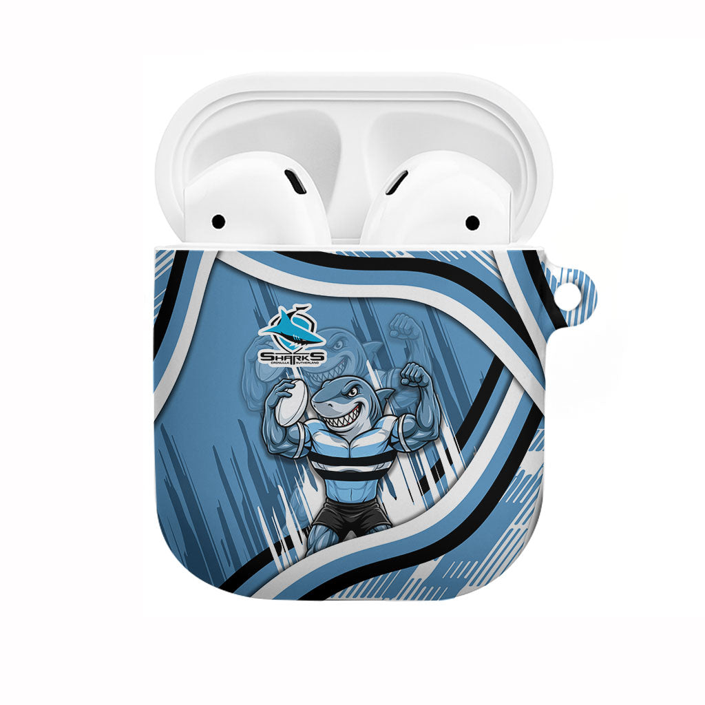 Cronulla Sharks Rugby Mascot AirPods Case Fierce Athlete Graphic in Sports Style