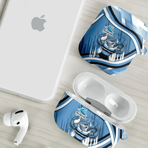 Cronulla Sharks Rugby Mascot AirPods Case Fierce Athlete Graphic in Sports Style