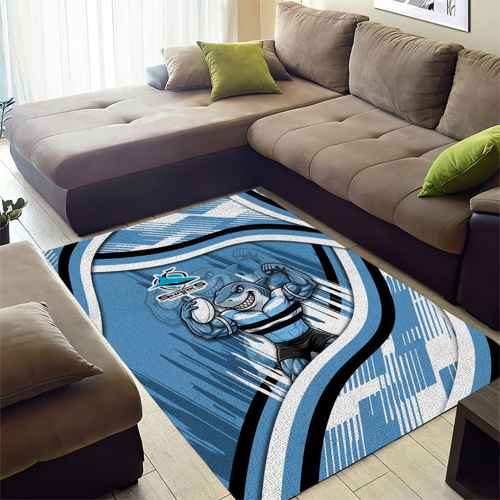 Cronulla Sharks Rugby Mascot Area Rug Fierce Athlete Graphic in Sports Style