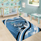 Cronulla Sharks Rugby Mascot Area Rug Fierce Athlete Graphic in Sports Style