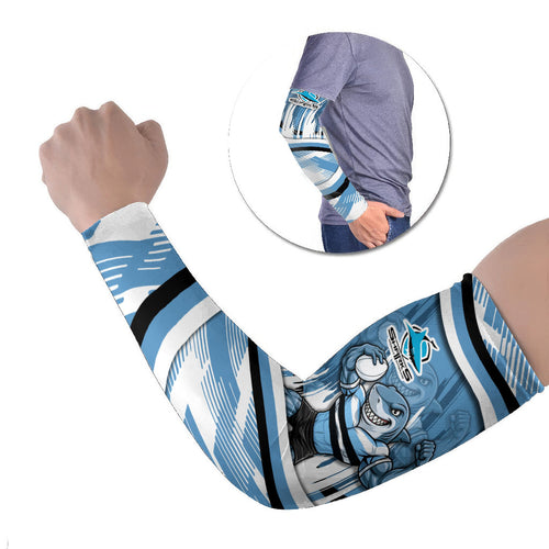 Cronulla Sharks Rugby Mascot Arm Sleeves Fierce Athlete Graphic in Sports Style