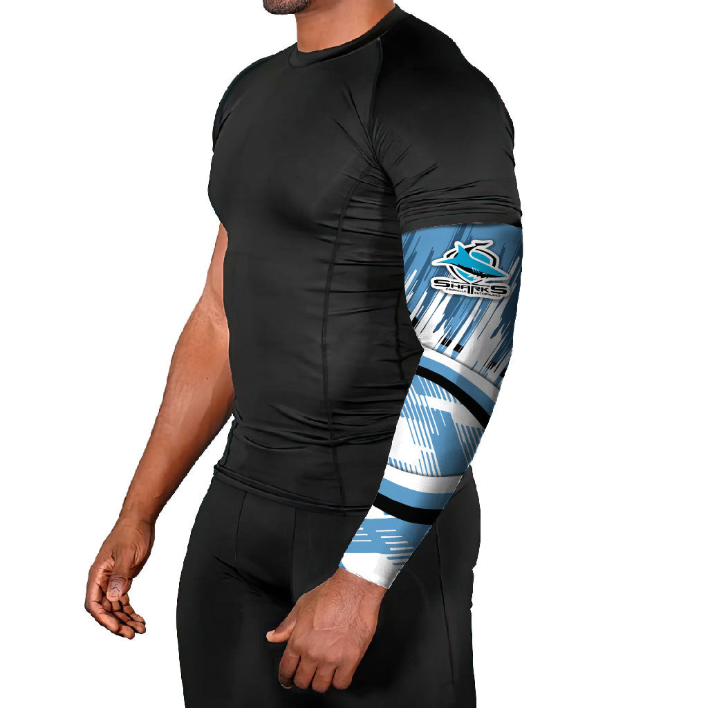 Cronulla Sharks Rugby Mascot Arm Sleeves Fierce Athlete Graphic in Sports Style