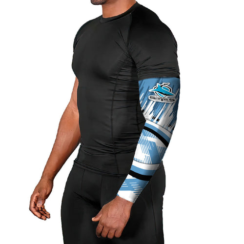 Cronulla Sharks Rugby Mascot Arm Sleeves Fierce Athlete Graphic in Sports Style