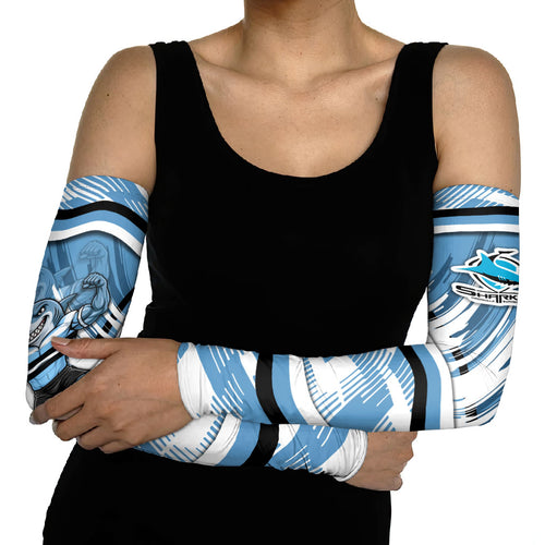 Cronulla Sharks Rugby Mascot Arm Sleeves Fierce Athlete Graphic in Sports Style