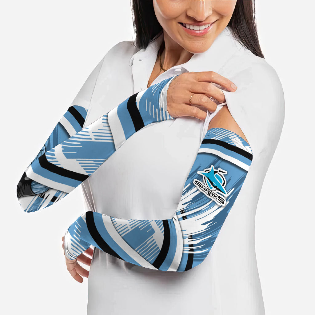 Cronulla Sharks Rugby Mascot Arm Sleeves Fierce Athlete Graphic in Sports Style