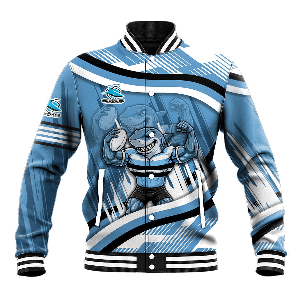 Cronulla Sharks Rugby Mascot Baseball Jacket Fierce Athlete Graphic in Sports Style