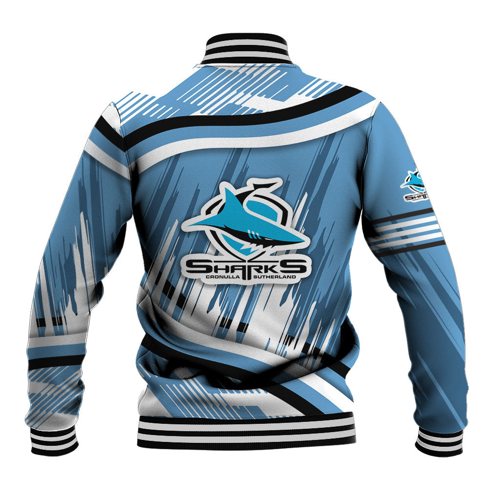Cronulla Sharks Rugby Mascot Baseball Jacket Fierce Athlete Graphic in Sports Style