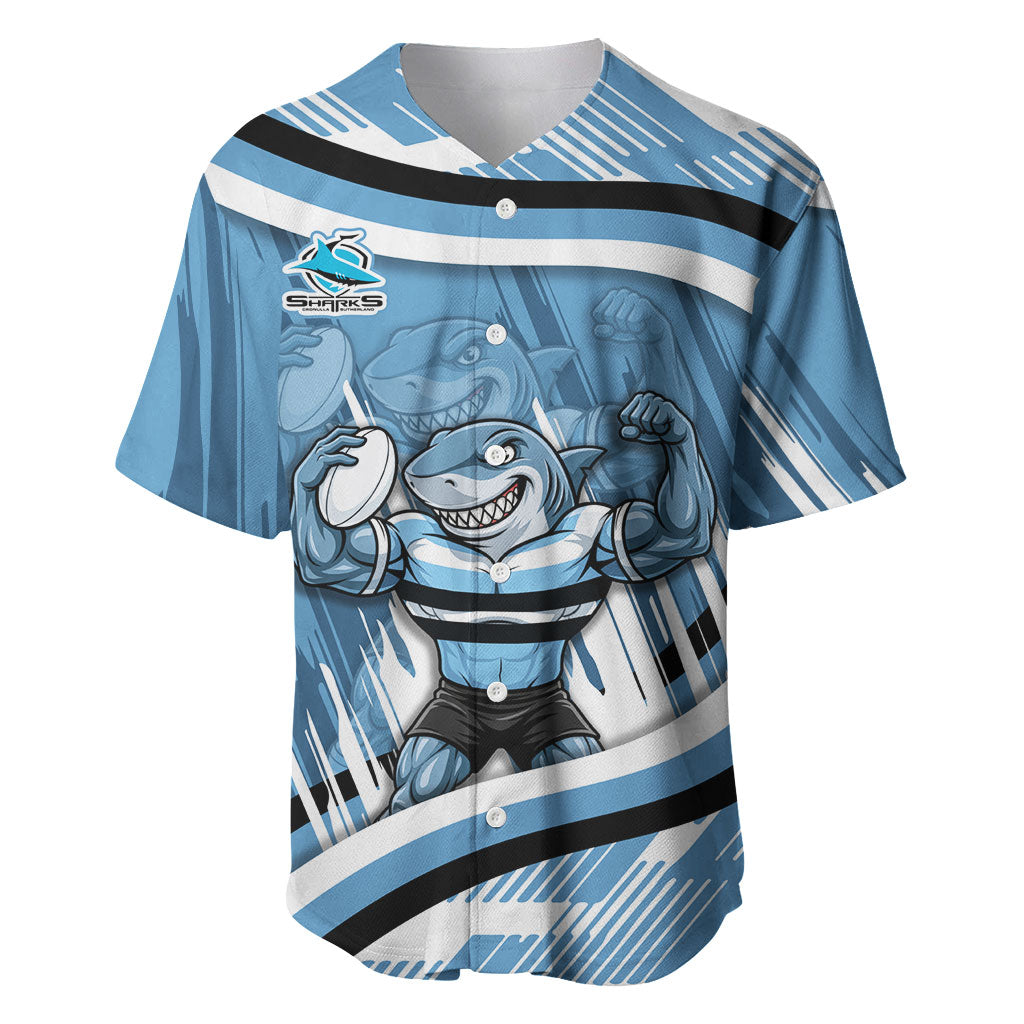 Cronulla Sharks Rugby Mascot Baseball Jersey Fierce Athlete Graphic in Sports Style