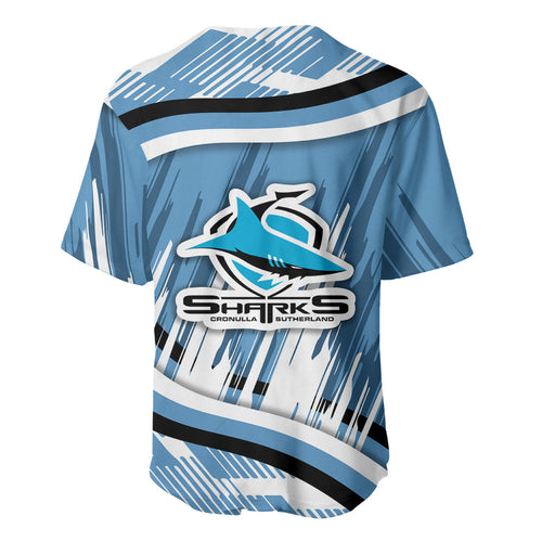 Cronulla Sharks Rugby Mascot Baseball Jersey Fierce Athlete Graphic in Sports Style