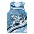Cronulla Sharks Rugby Mascot Basketball Jersey Fierce Athlete Graphic in Sports Style