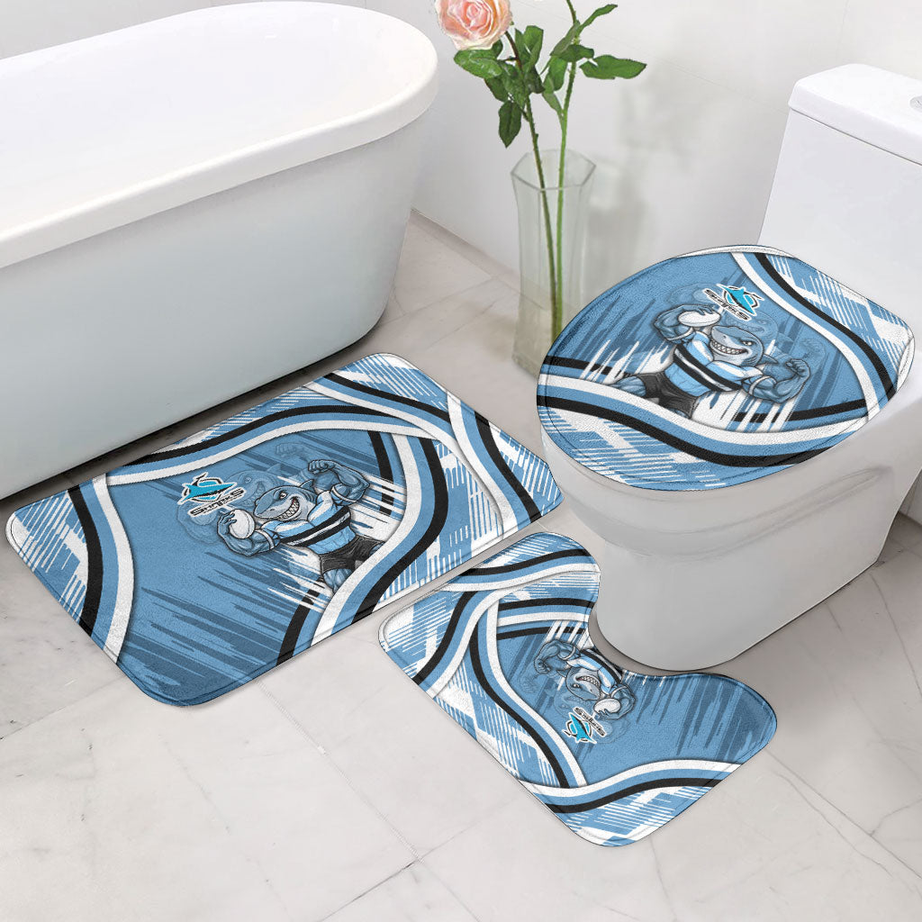 Cronulla Sharks Rugby Mascot Bathroom Set Fierce Athlete Graphic in Sports Style