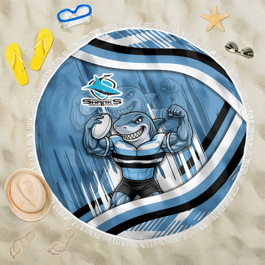 Cronulla Sharks Rugby Mascot Beach Blanket Fierce Athlete Graphic in Sports Style