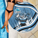 Cronulla Sharks Rugby Mascot Beach Blanket Fierce Athlete Graphic in Sports Style