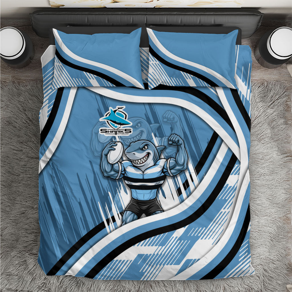 Cronulla Sharks Rugby Mascot Bedding Set Fierce Athlete Graphic in Sports Style