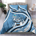 Cronulla Sharks Rugby Mascot Bedding Set Fierce Athlete Graphic in Sports Style