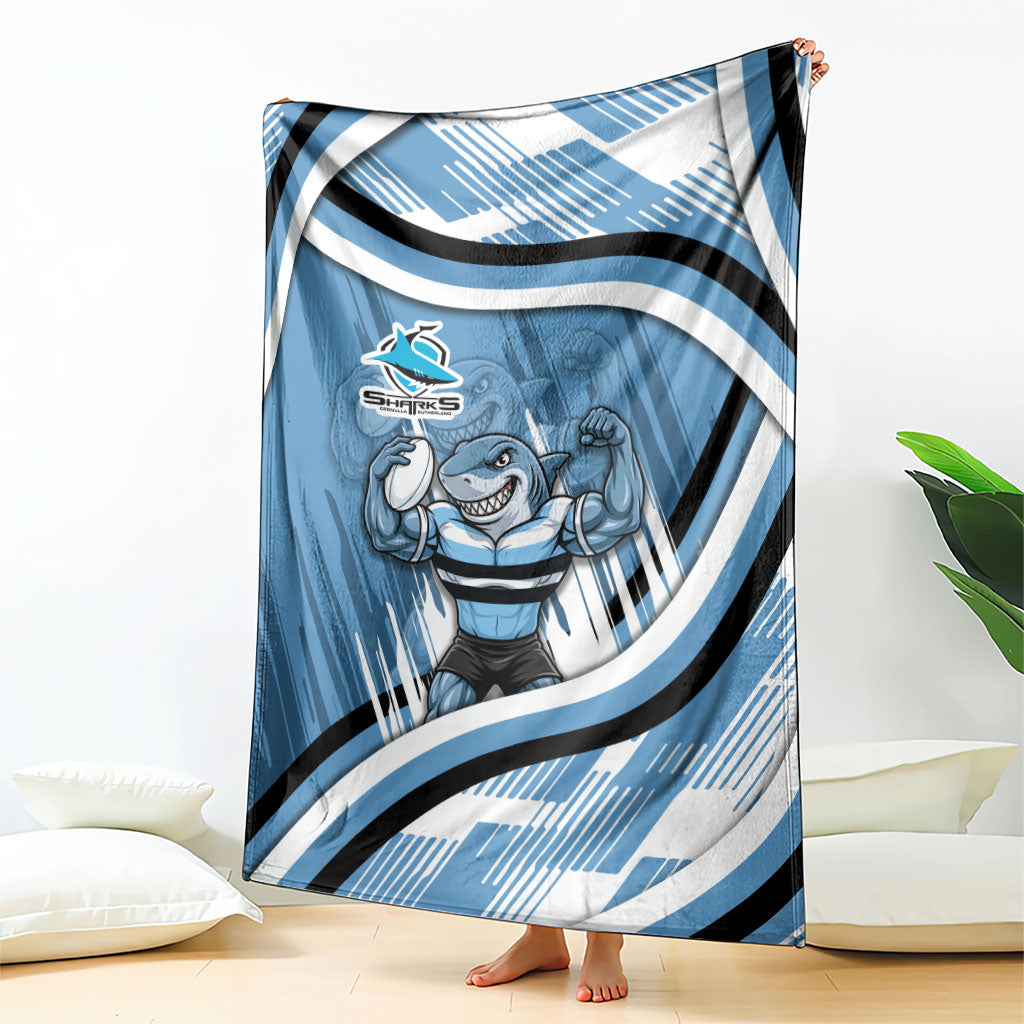 Cronulla Sharks Rugby Mascot Blanket Fierce Athlete Graphic in Sports Style