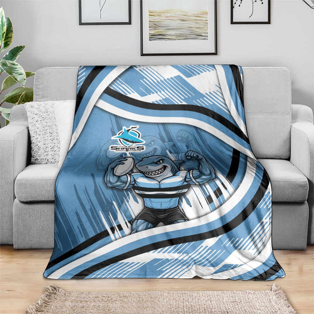 Cronulla Sharks Rugby Mascot Blanket Fierce Athlete Graphic in Sports Style