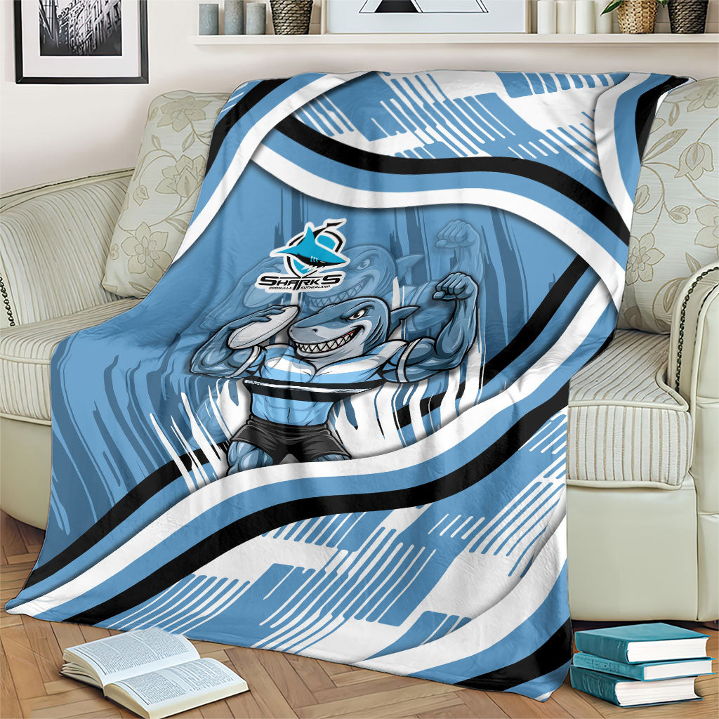 Cronulla Sharks Rugby Mascot Blanket Fierce Athlete Graphic in Sports Style