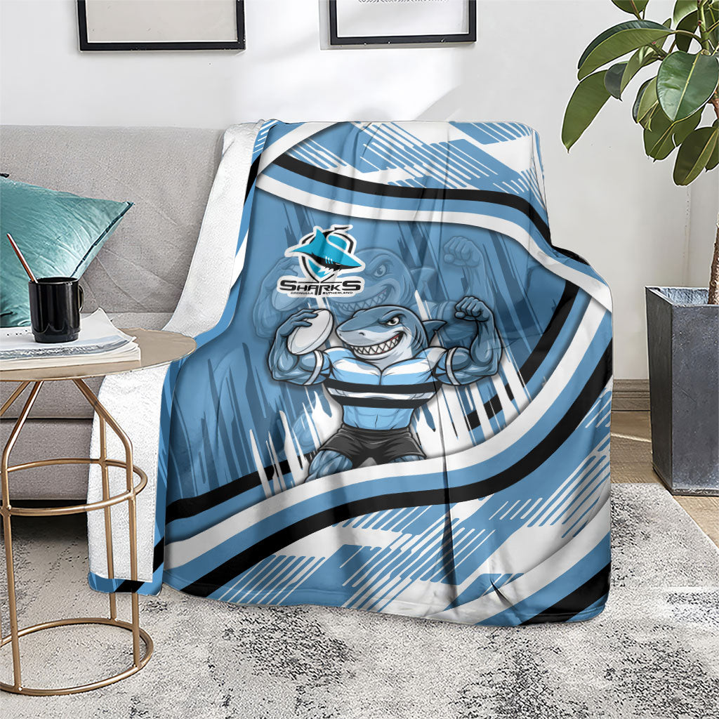 Cronulla Sharks Rugby Mascot Blanket Fierce Athlete Graphic in Sports Style
