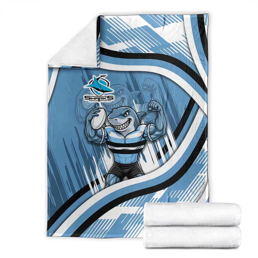 Cronulla Sharks Rugby Mascot Blanket Fierce Athlete Graphic in Sports Style