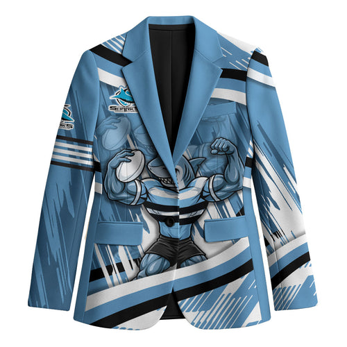Cronulla Sharks Rugby Mascot Blazer Fierce Athlete Graphic in Sports Style