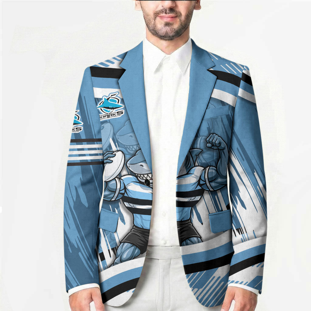 Cronulla Sharks Rugby Mascot Blazer Fierce Athlete Graphic in Sports Style