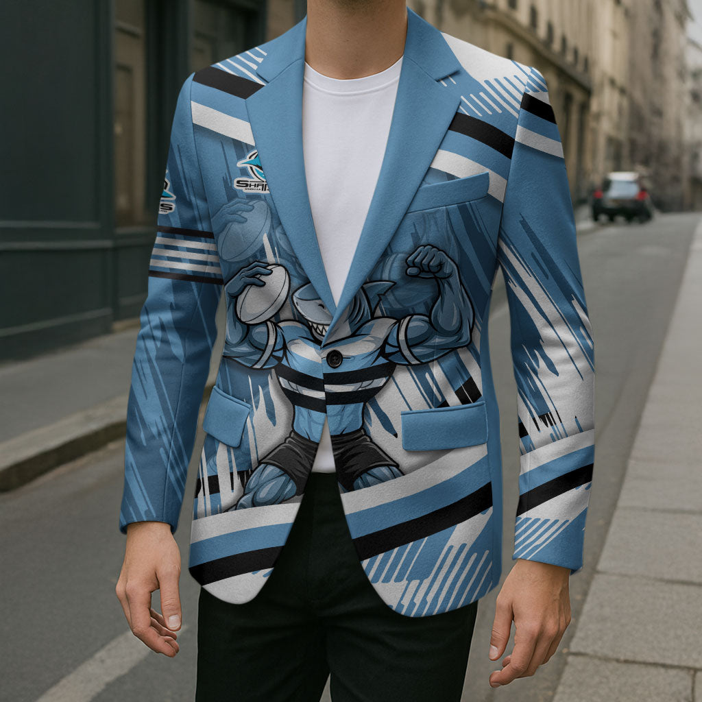 Cronulla Sharks Rugby Mascot Blazer Fierce Athlete Graphic in Sports Style